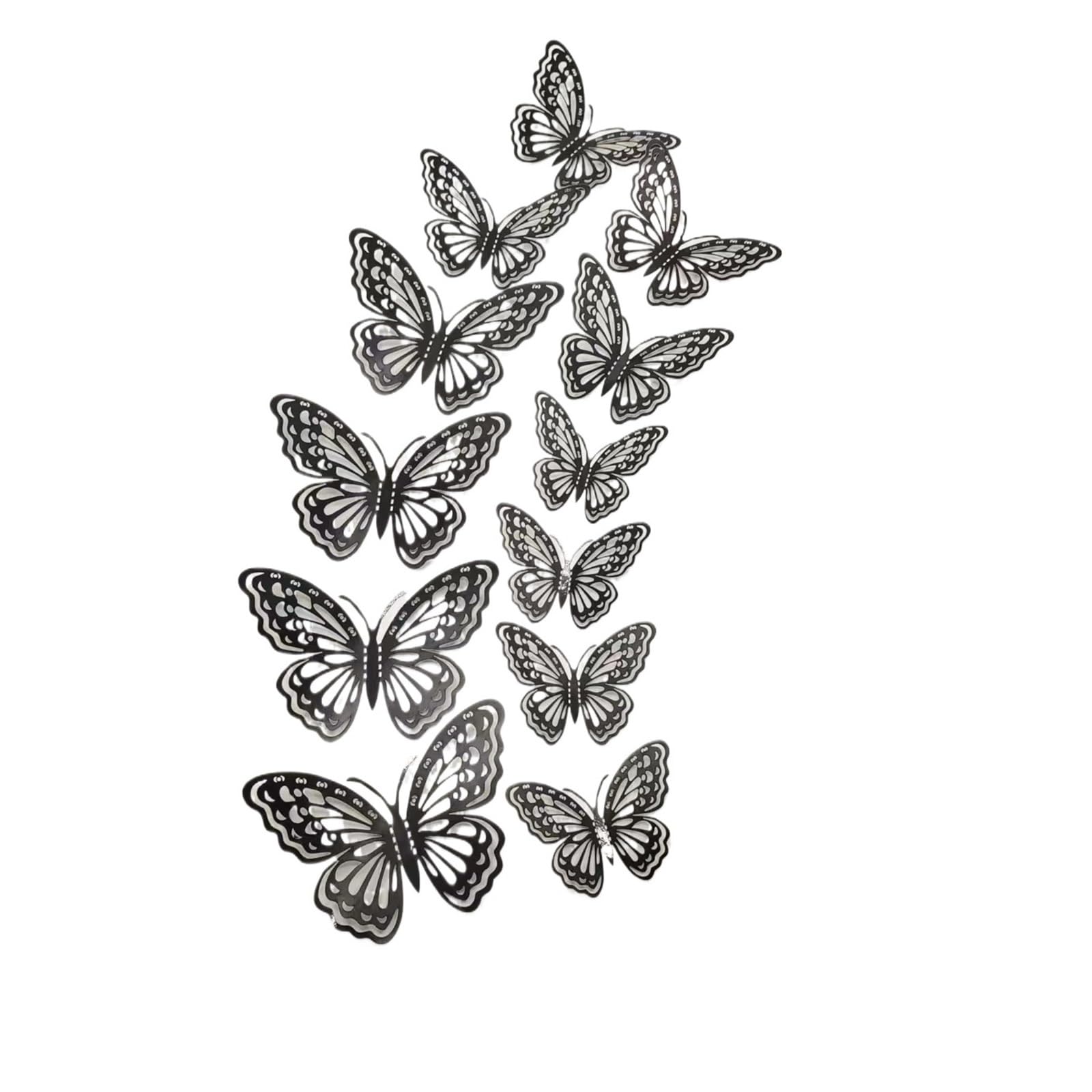 12pcs 3D Hollow Butterfly Wall Decal Mirror Wallstickers for Kids Room Home Decoration Fridge Sticker Wedding Party(Color8)