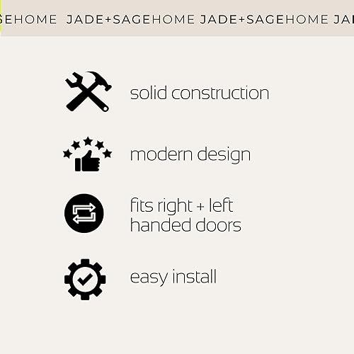 Miniatura 8 de JADE + SAGE Hunter - Manija de puerta interior de privacidad sin llave  Cerradura de puerta dorada cepillada  Manija de puerta dorada moderna de