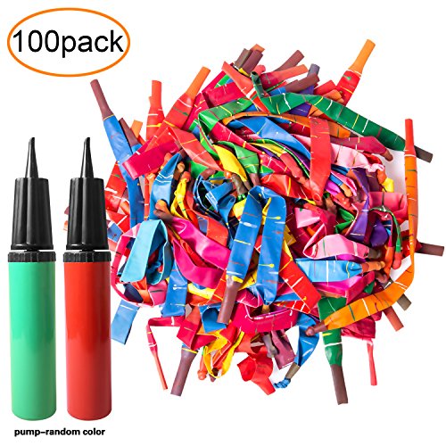 100pcs Rocket Balloons with Two Free Air Pump. Various Colors Giant Rocket Balloons for Parties