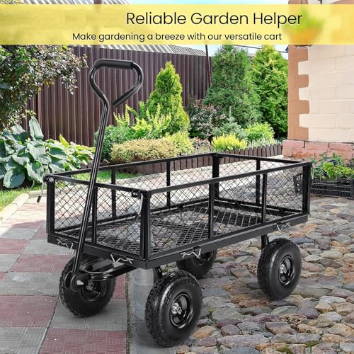 Teande TEDSPD000065 680Lb Garden Cart With Removable Mesh Sides To Convert Into Flatbed thumb #8
