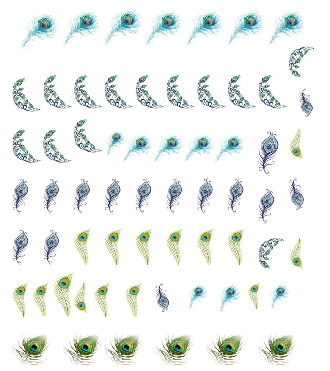 Peacock Collection (Peacock Feathers Nail Decals Art C1)