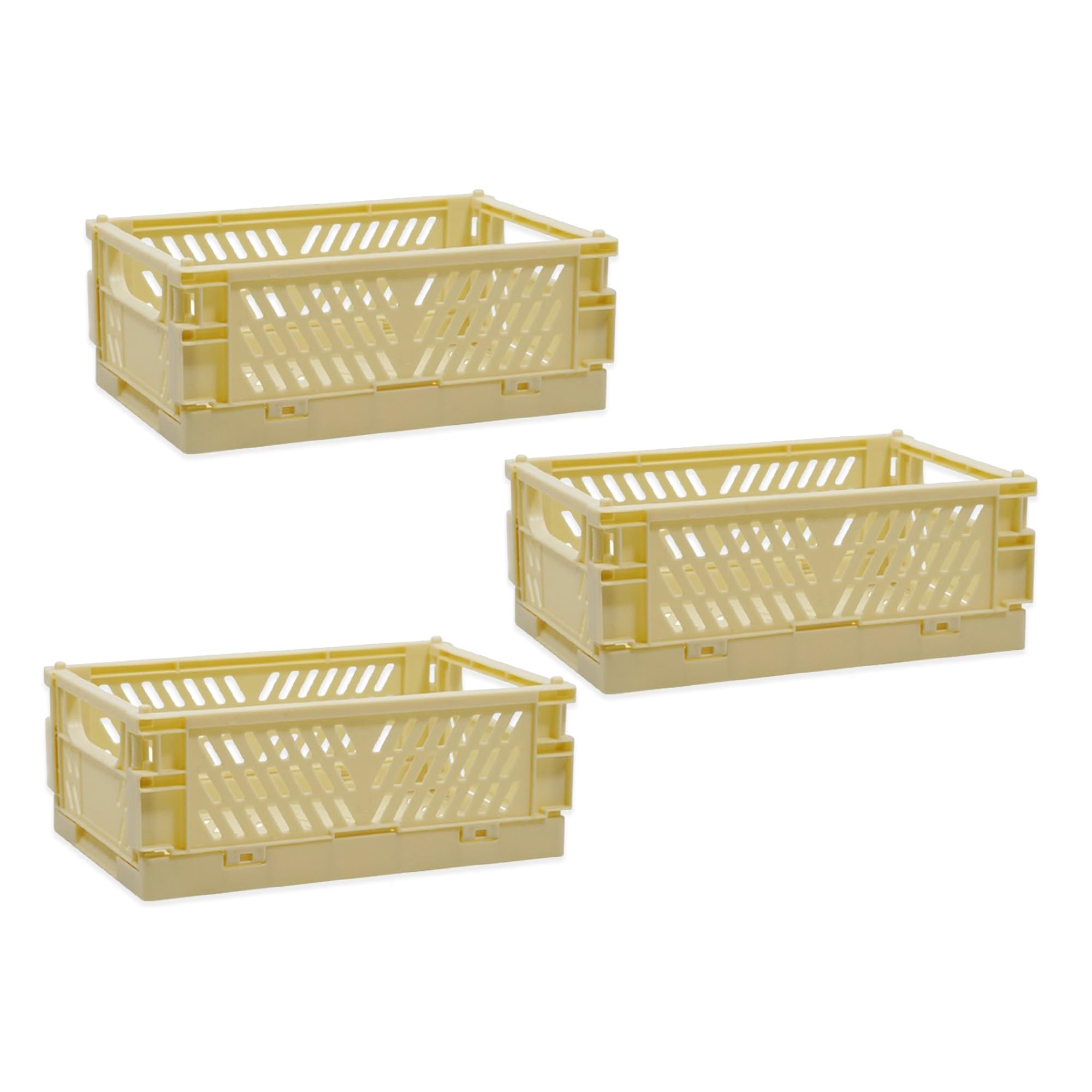 Kuber Industries Beige (Set Of 3) Small & Rugged Plastic Basket For Storage - For Kitchen, Makeup, Toiletries & Bathroom Items