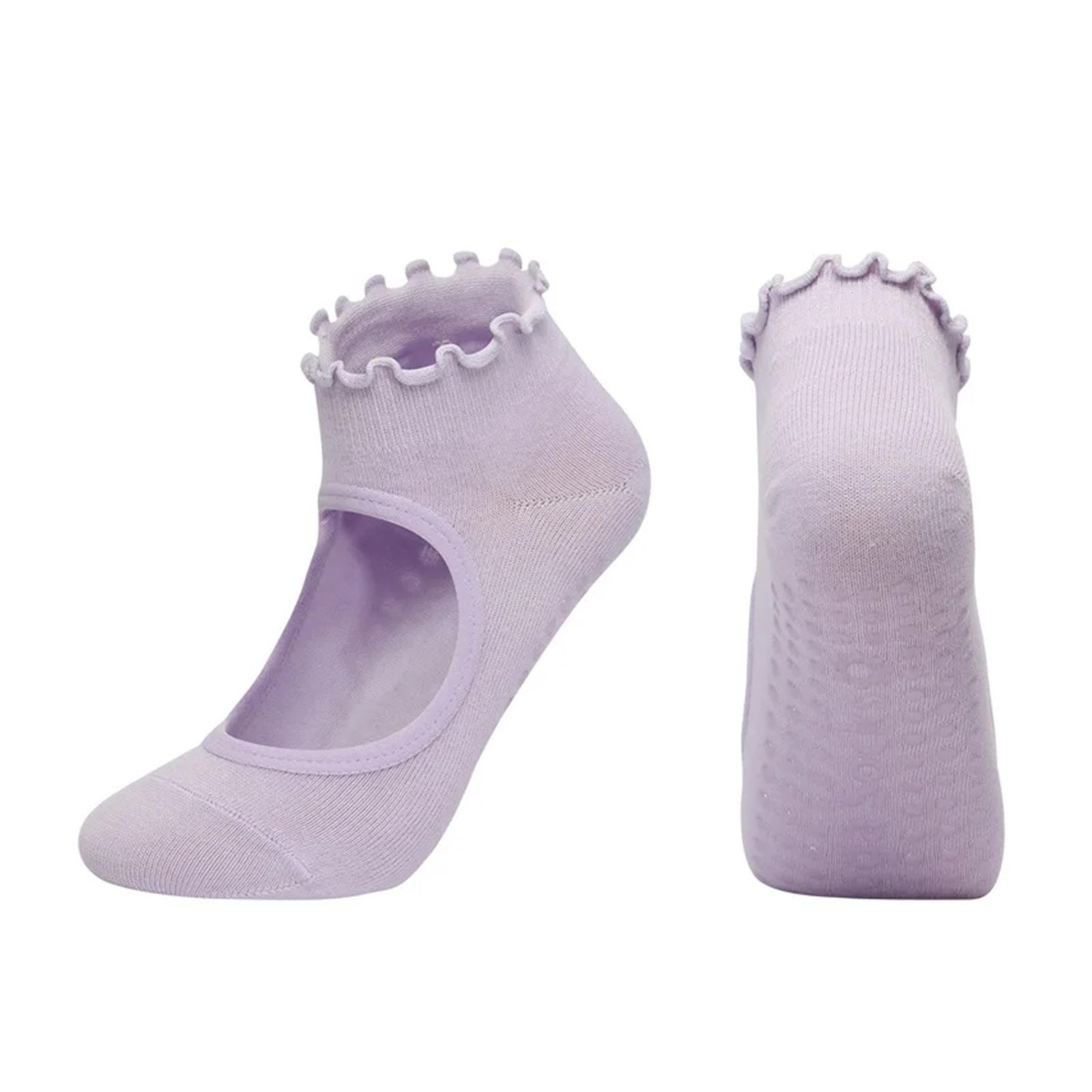 Calcetines de yoga for mujer, calcetín de tobillo bajo con agarre de lechuga de algodón, antideslizante, de silicona, deporte de baile, Ballet, Pilates Adecuado Para Yoga, Danza, Deportes, Fitness(Pur