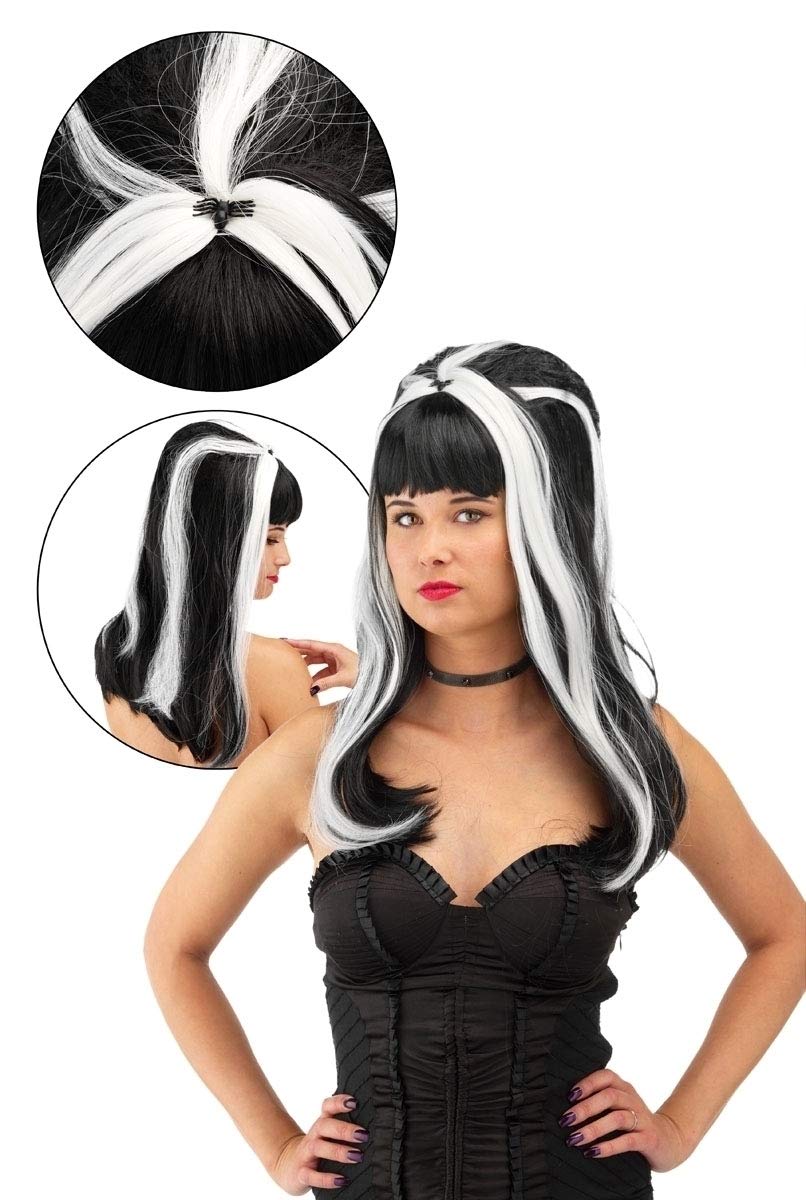 Folat 26749 Wig Halloween Chick with Spider, White