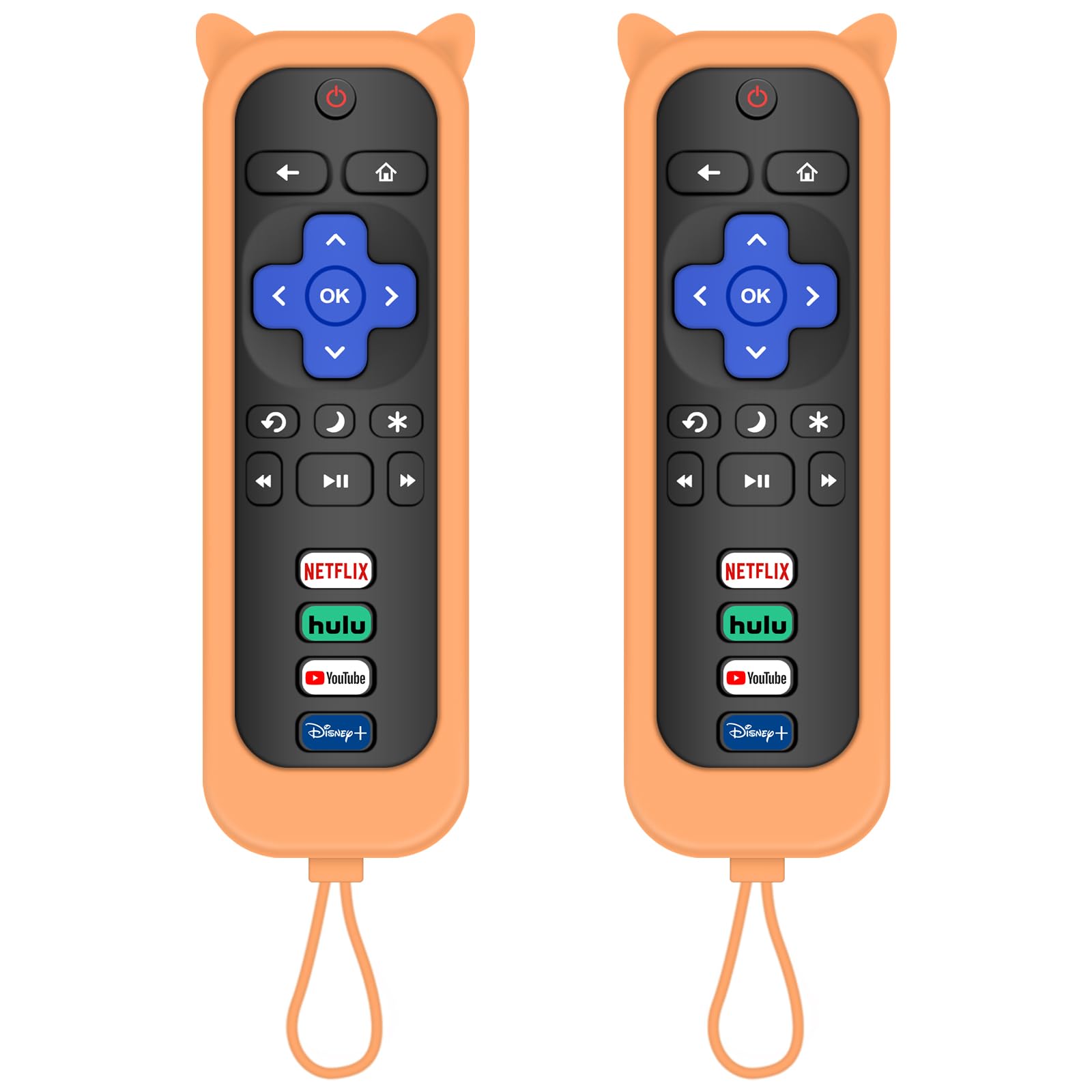 Remote for Roku TV & Cover for TCL Roku Remote, 2-Pack Remotes Replacement Cover for Roku TV Remote (Orange)