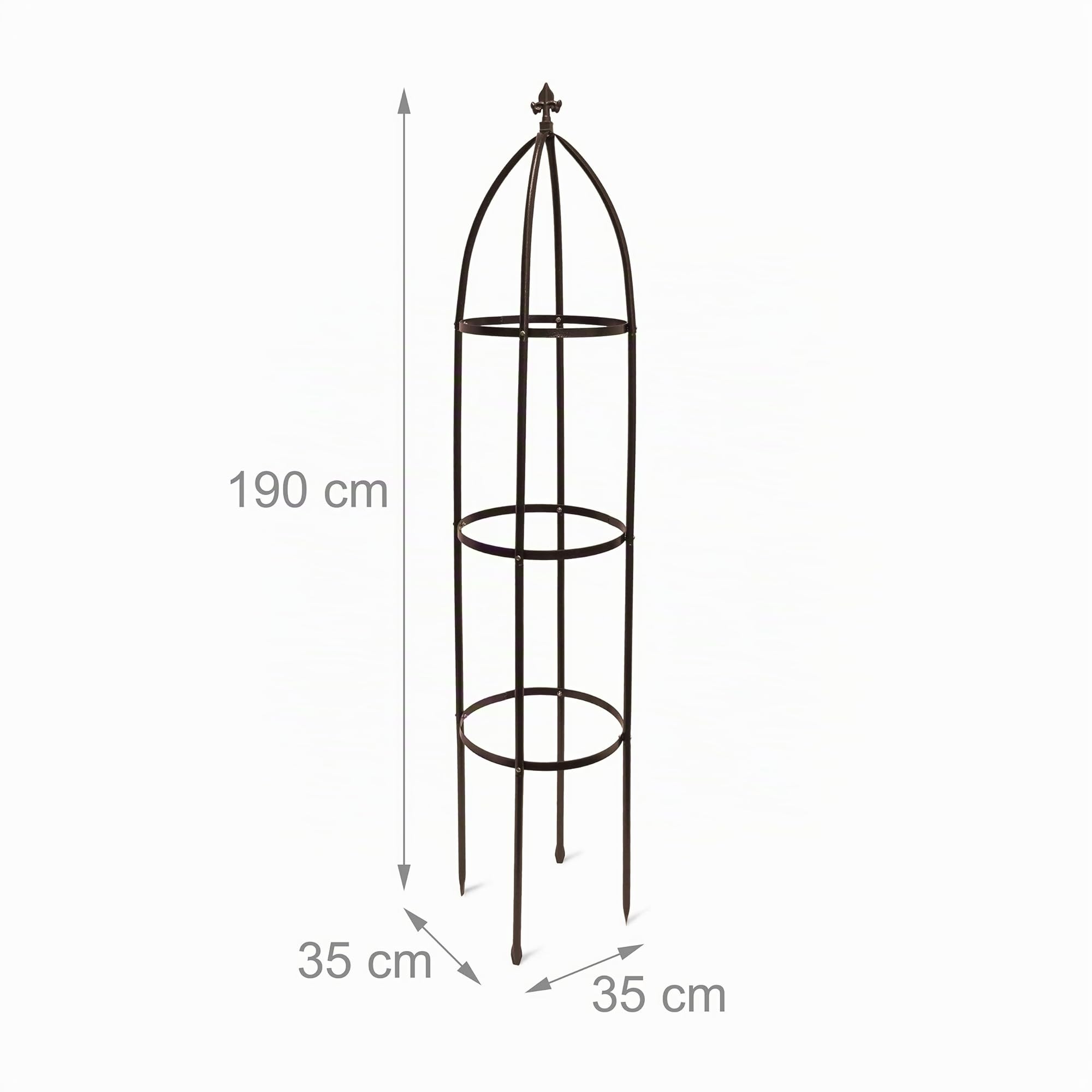 relaxdays Arceau Arche rosiers pergola Obélisque de Jardin Support tuteur métal Colonne pour Plantes grimpantes 190 cm, Marron
