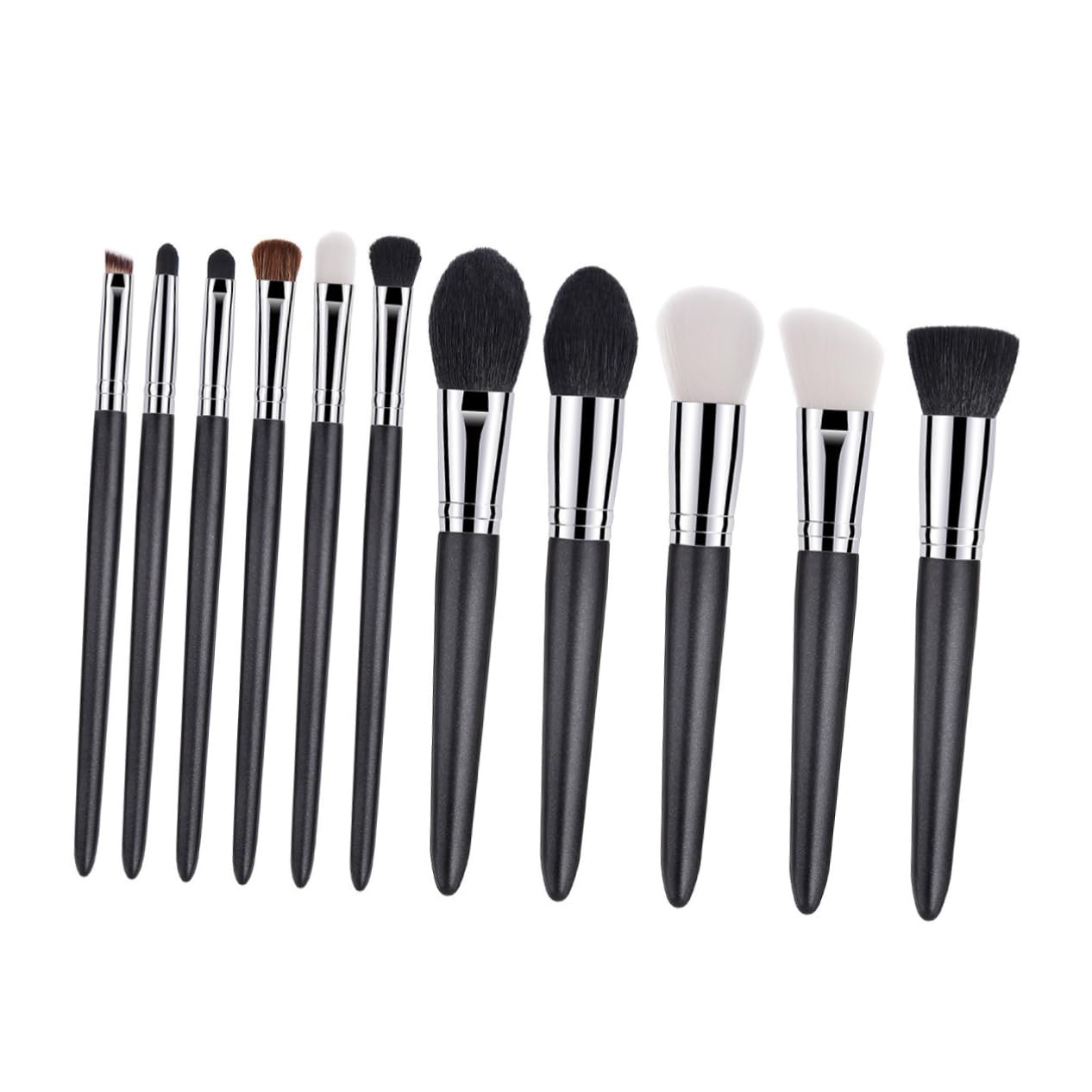 OHPHCALL 11pcs Professional Makeup Brush Set Goat Hair Makeup Brushes Wooden Handles for Women Foundation Eye Shadow Blush Concealer