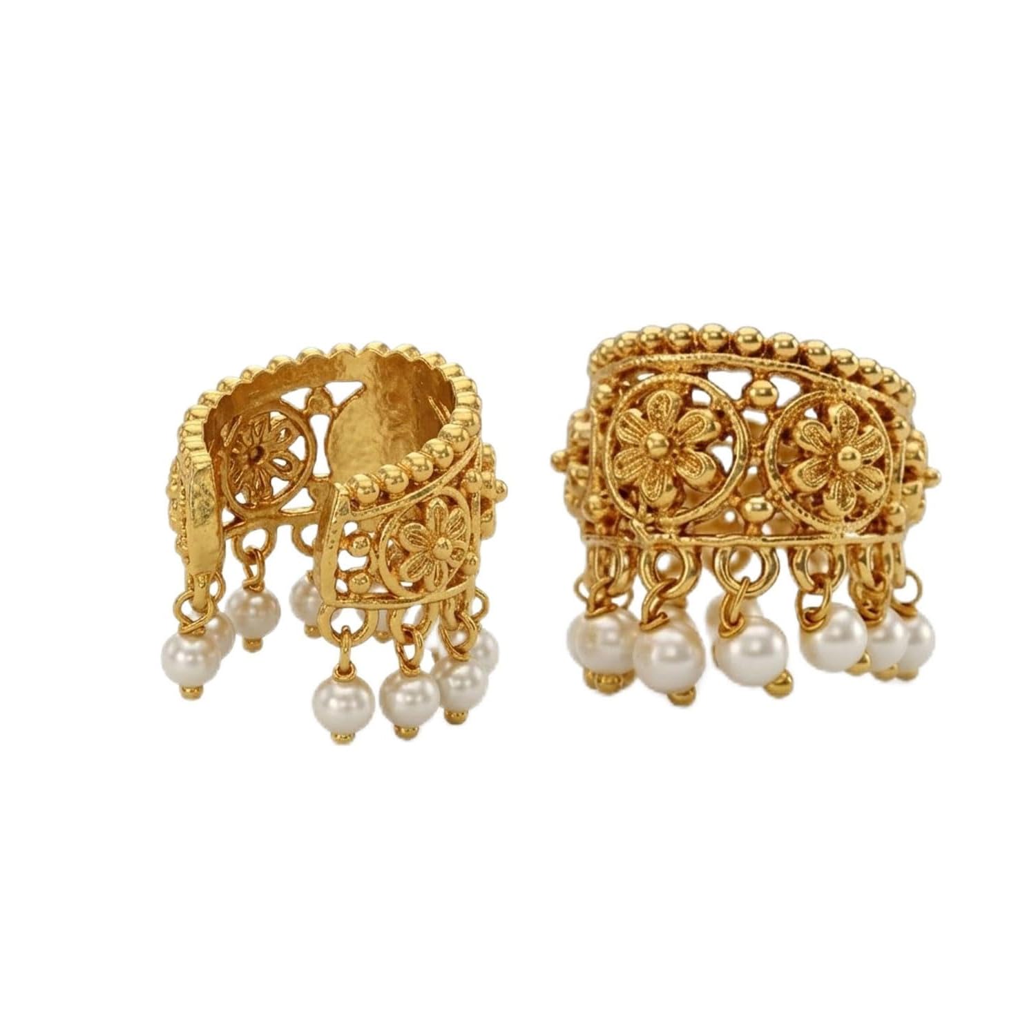 vama FASHIONS Traditional 18K Gold Plated South Indian Bigadi Bugadi Helix Ear Cuff Earrings Temple Jewellery Pearl Drop Ear Rings Maharashtrian Jewellery for Women & Girls-picture-30