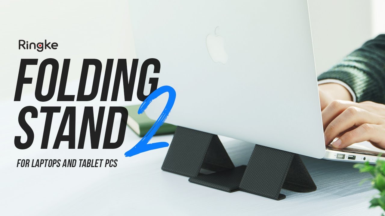 Ringke Folding Stand 2 – Support Laptop Pliable Ultra-Mince, Ventilé, Magnétique + Fonction Tapis De Souris Pour MacBook, IPad & Tablettes