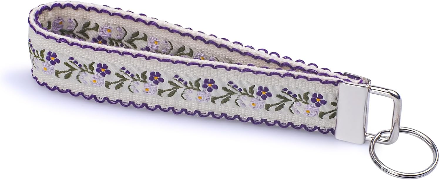 LNKRE JEWELRY Keychain Wristlet for Women, Double Sided Floral Embroidery Wrist Lanyard, Cute Car Key Holder and Organizer - Image 4