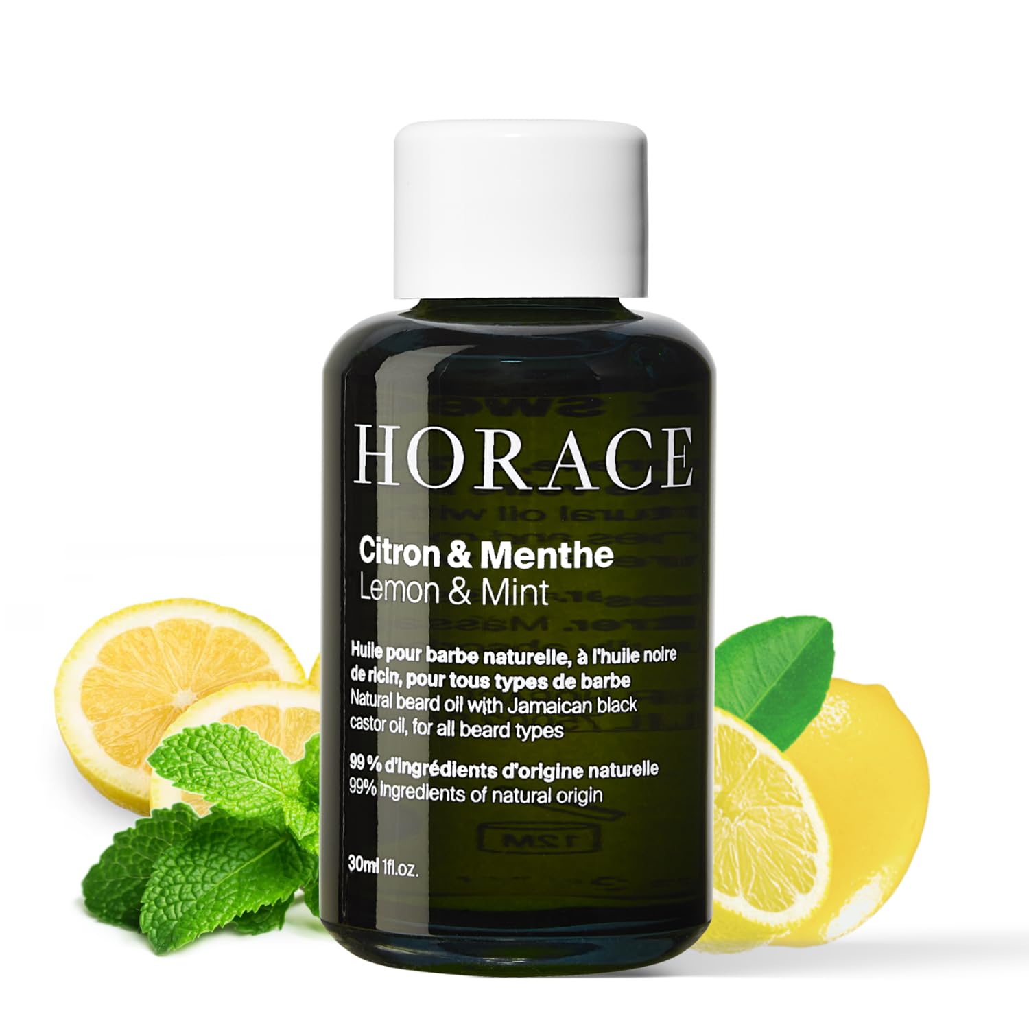 HORACE Lemon & Mint Beard Oil for Men - Conditioner with Argan Oil - Gentle Beard Care for All Skin Types - Citrus, Aromatic Scent, 1 fl.oz