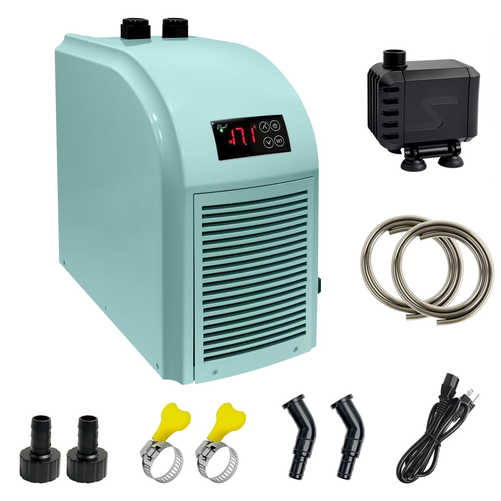 MINI 79 Gallon Aquarium Chiller, Fish Tank Chiller,1/3 HP Active Aqua Chiller for Axolotl, Aquarium Cooler with LED Display, Pipe, Water Pump
