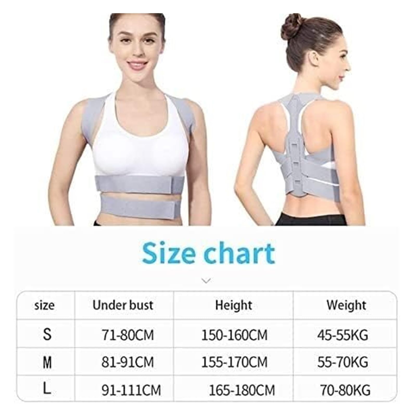 Correttore Postura Uomo Donna, Cintura di Supporto for la Schiena, correttore posturale Regolabile(Blue,Large)