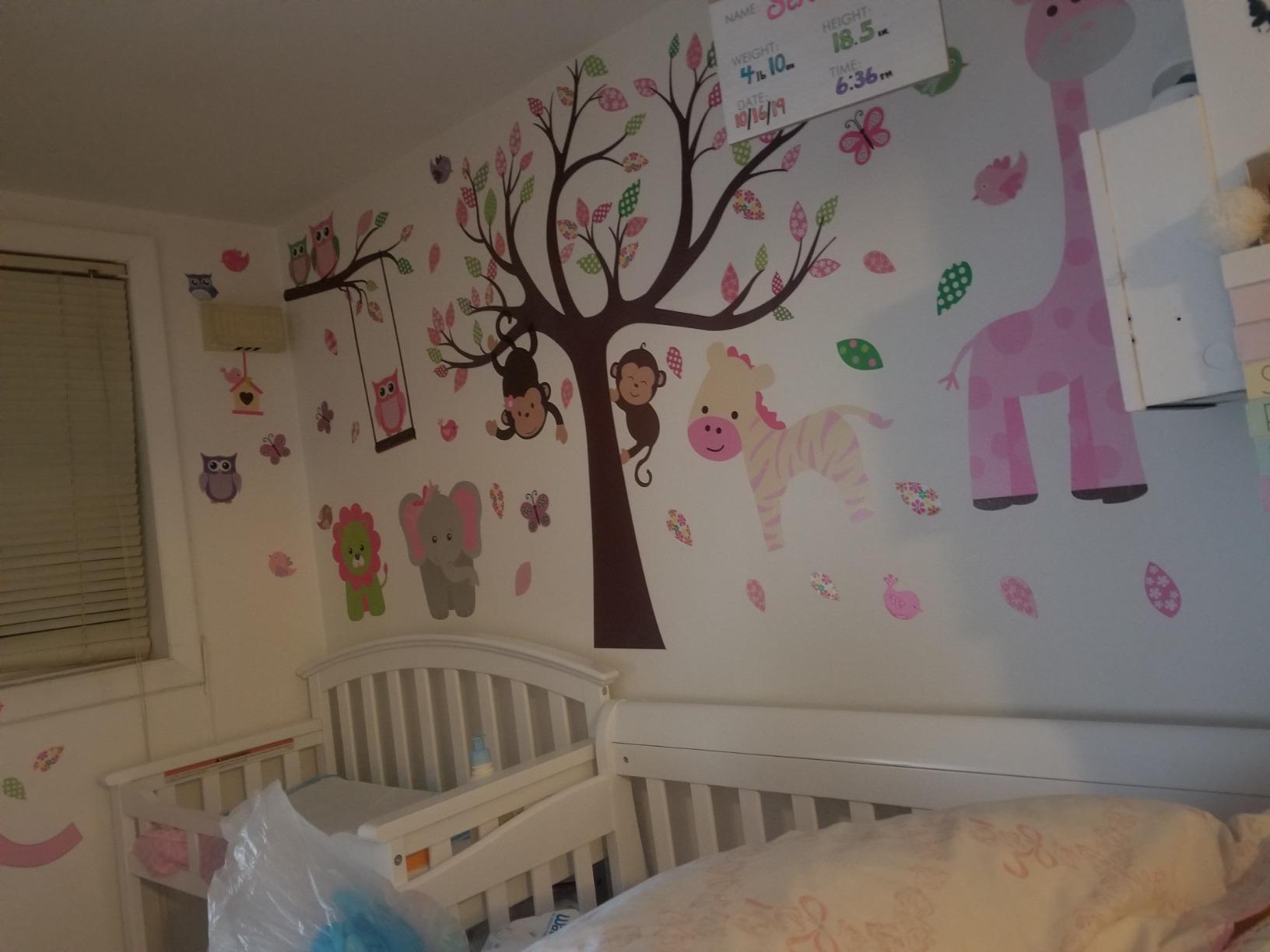 Vinilo decorativo infantil Jungle Pink Owl & Tree miniatura 6