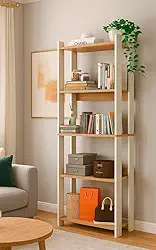 Organizador Estante Livreiro Estilo Industrial Prateleira para Decoração Ambientes Livros Bolsas Sapatos - Off white/Nature