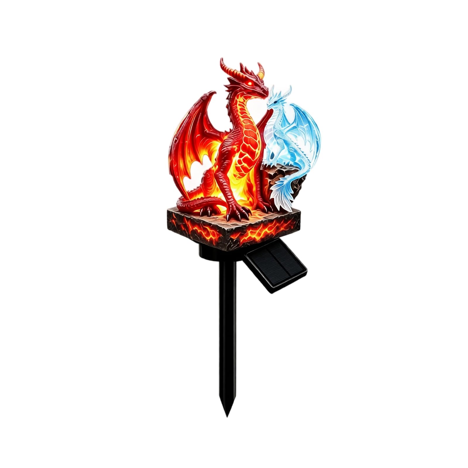 Dragon Solar Garden Stake Lights, Resin Dragon Figurine LED Outdoor Pathway Lighting, Waterproof Lawn Yard Patio Landscape Decorative Lamp Holiday Gift (Cc)
