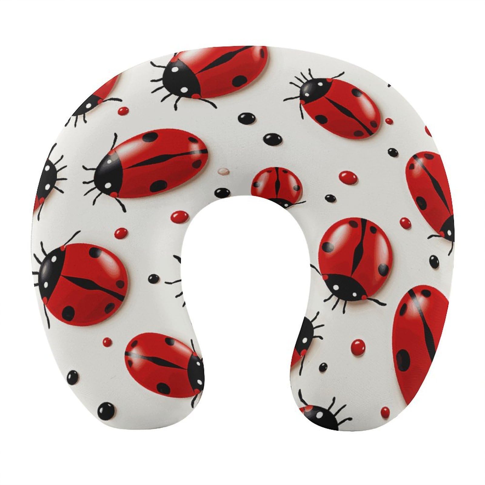 FekiLoot Red Ladybug Travel Pillow,U Shaped Office Napping Pillow Support Neck and Head Comfortable Travel Neck Pillow U Shape Sleeping Essentials for Long Haul Flights