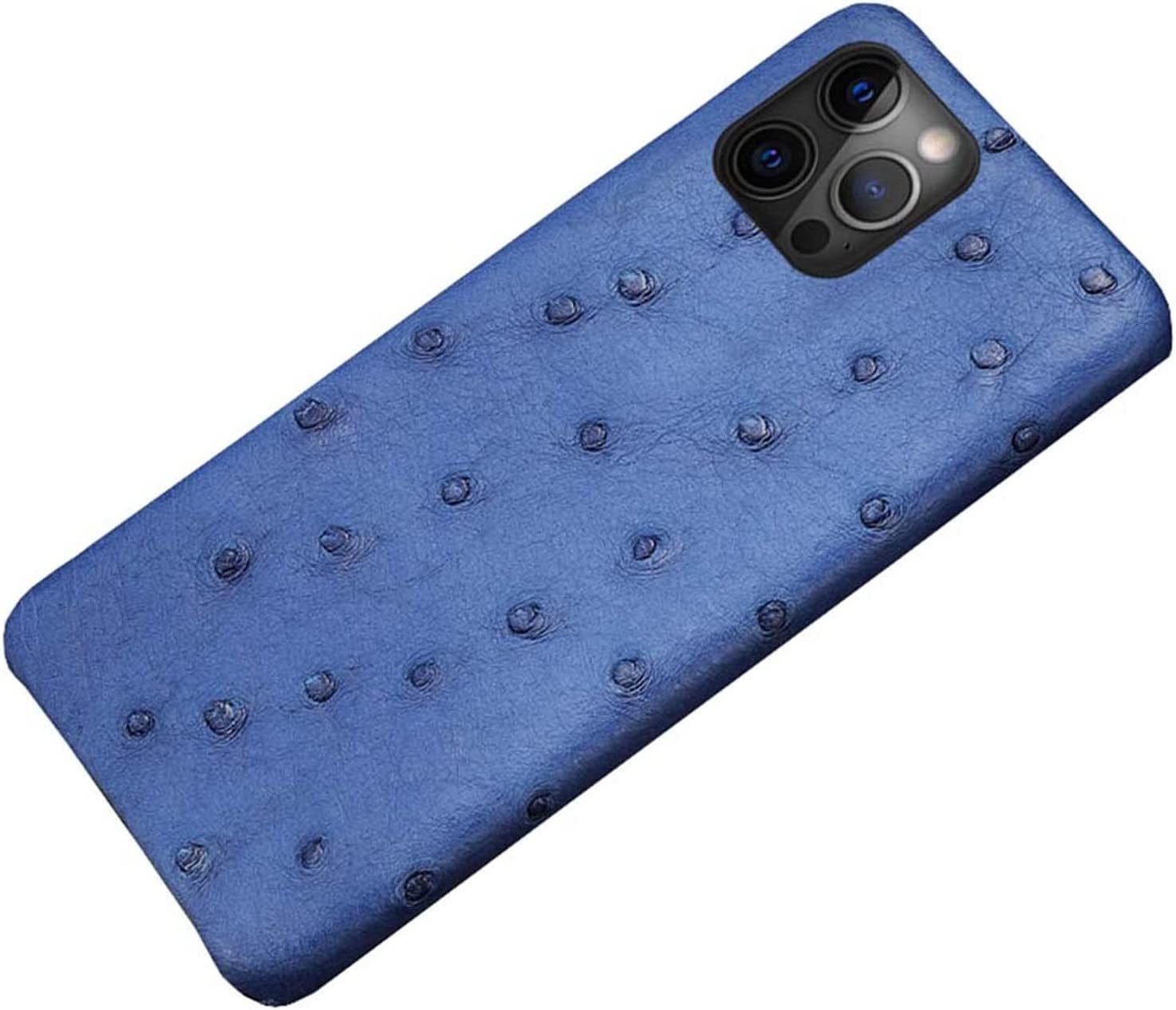 Funda iPhone 14 Pro Max protector pantalla piel avestruz azul antichoque 8