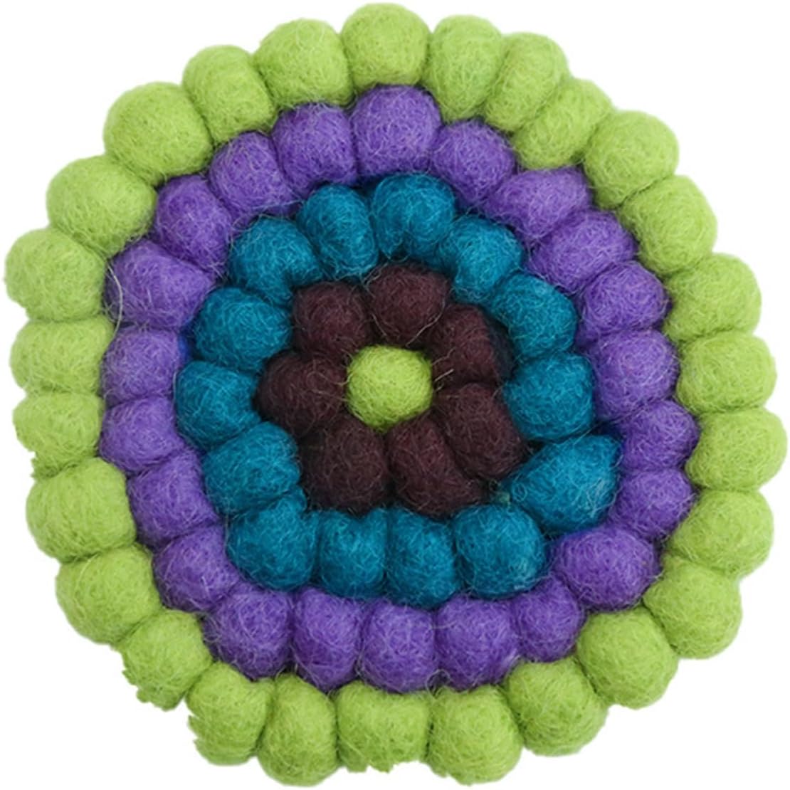 Round Felt Ball Coasters, Wool Felt Ball Colorful Flower