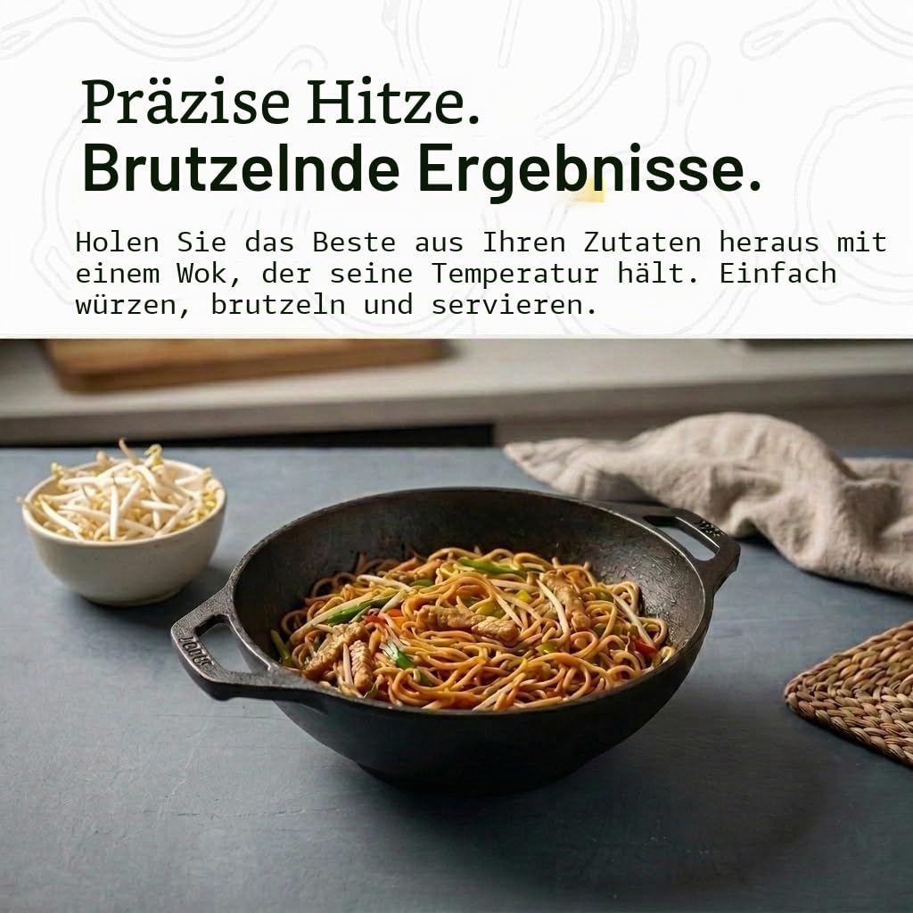 Lodge Mini-Wok aus Gusseisen, 22,9 cm, mit Schlaufengriffen