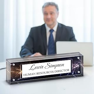 Name Plate for Desk, Desk Double sided pattern Name Plate Personalized Office Desk Decor for Women and Men, Employee Appreciation Gifts Office Gifts for Boss, Manager, Teacher, Nurse (black)