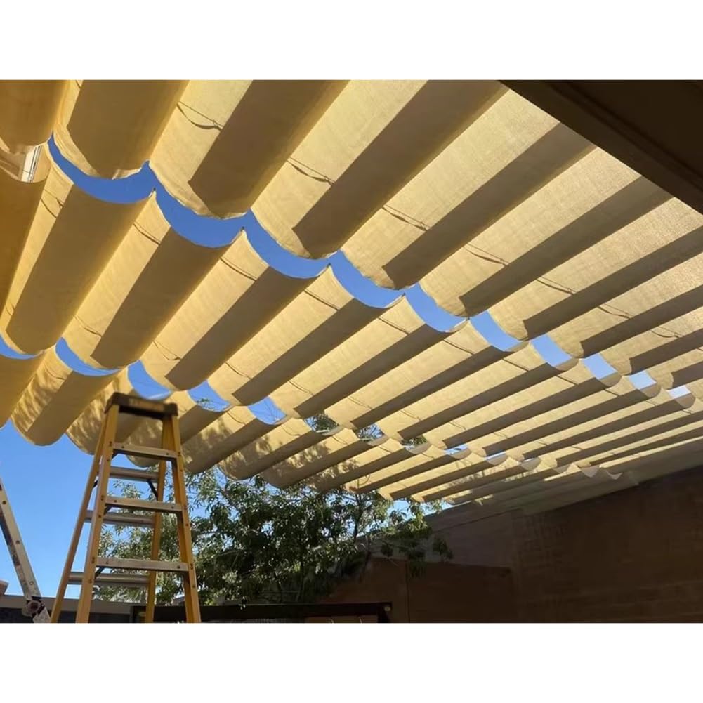 Ausziehbare Pergola-Abdeckung mit Drahtseil zum Aufschieben für einfache Installation, langlebiges U-förmiges Wellen-Design für Außenbereich, Terrasse, Deck, Hof, Veranda, Sonnenschutz