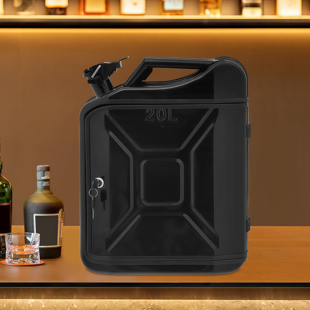 Kanister-Bar 20L, Benzin-Kanister Mini-Bar, Mini-Mobilbar Set, mit Zigarrenfach, Schloss & Schlüssel, Personalisierte Geschenke für Männer, Größe: 36 x 47 x 17 cm