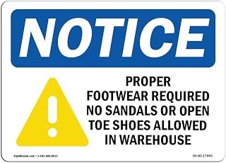 OSHA Notice Sign - Proper Footwear Required No | Aluminum Sign | Protect Your Business, Construction Site, Warehouse & Shop Area | Made in The USA