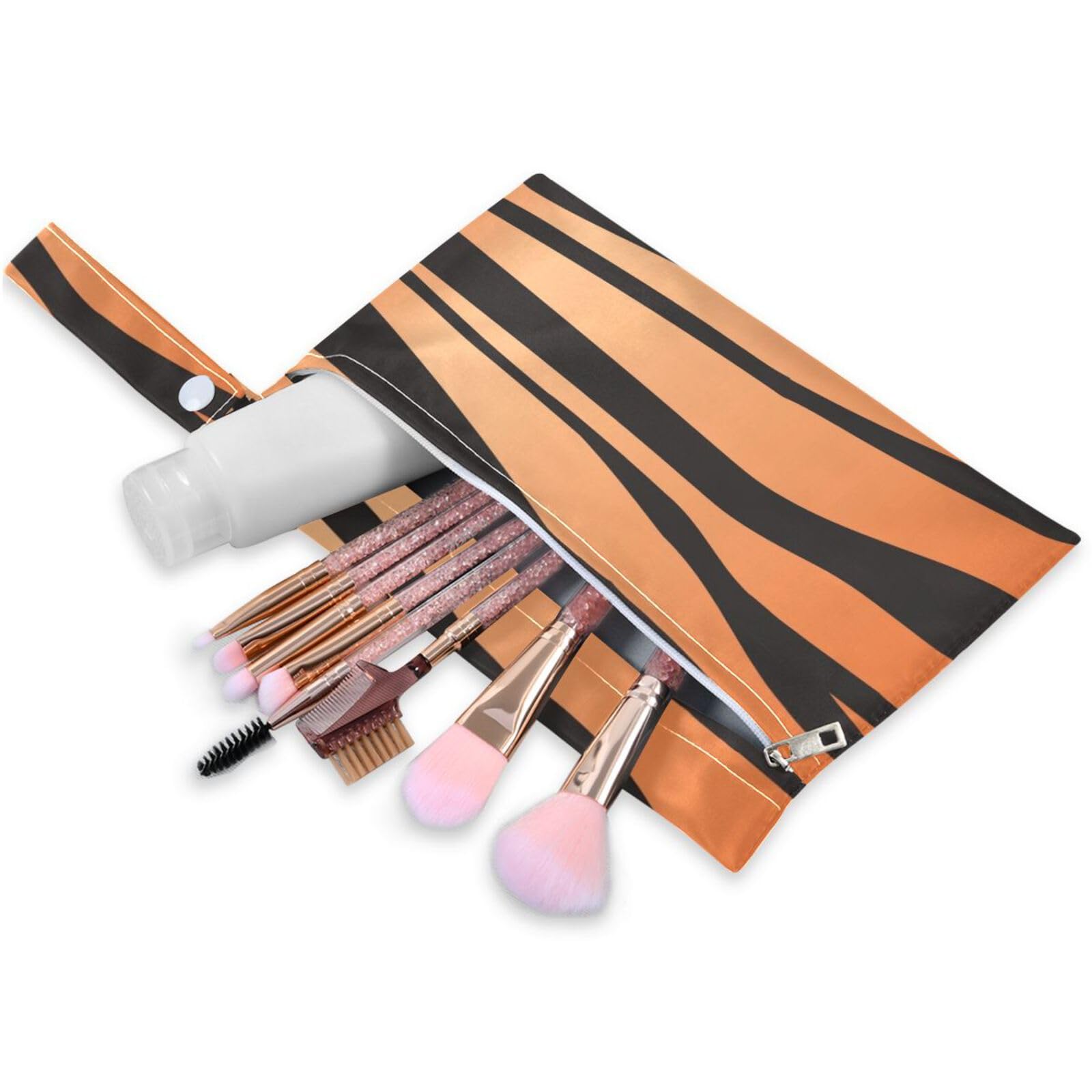 susiyo 2 Pcs Wet Dry Bag Tiger Stripe Print Waterproof Reusable Baby Cloth Diaper Wet Bags with 2 Zipper Pockets for Breast Pump Parts Travel Beach Pool Gym Yoga Swimsuits Wet Clothes