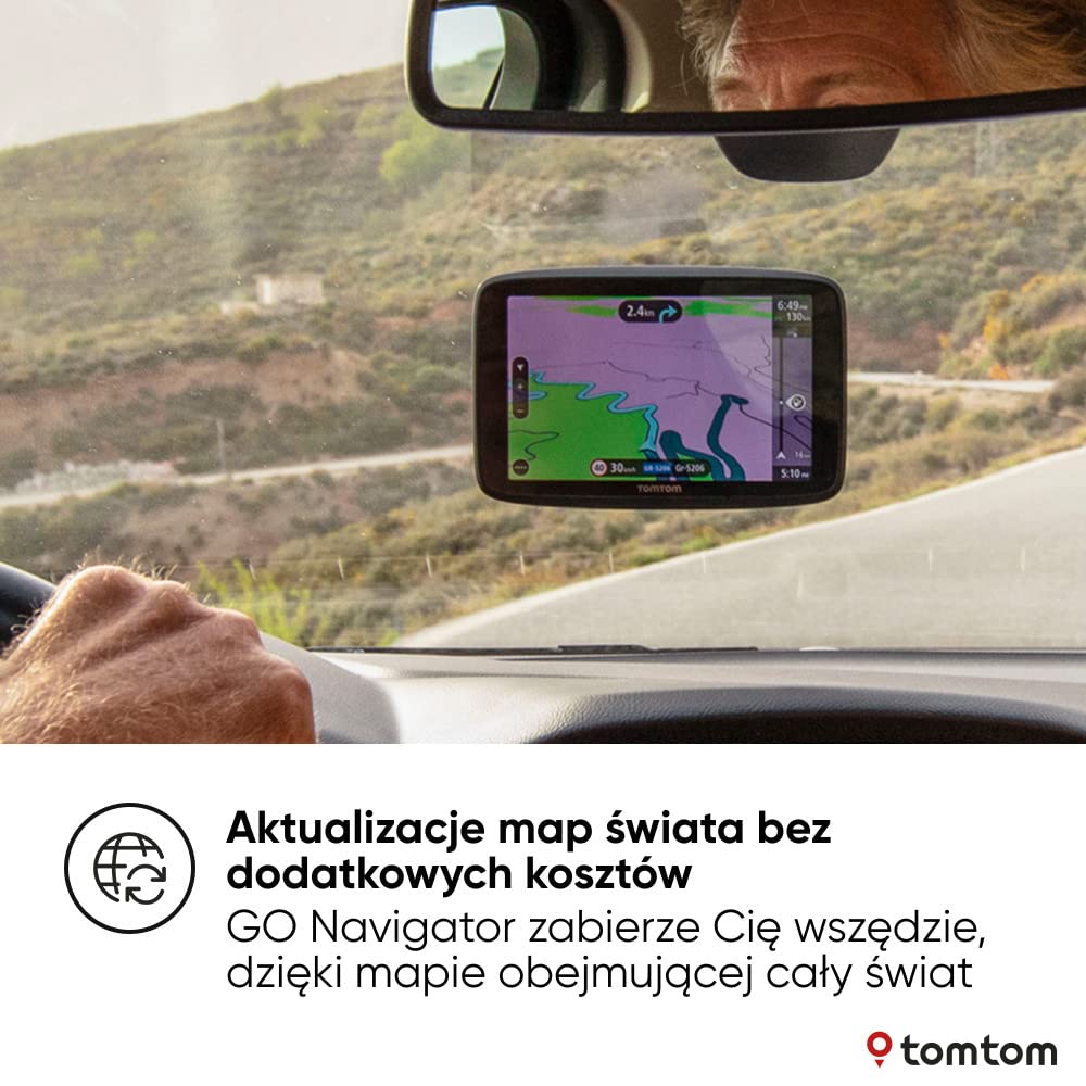 TomTom GO Navigator Nawigacja samochodowa (6-calowy ekran, aktualne informacje drogowe i ostrzeżenia o fotoradarach na okres próbny, mapy świata, aktualizacje przez sieć Wi-Fi)