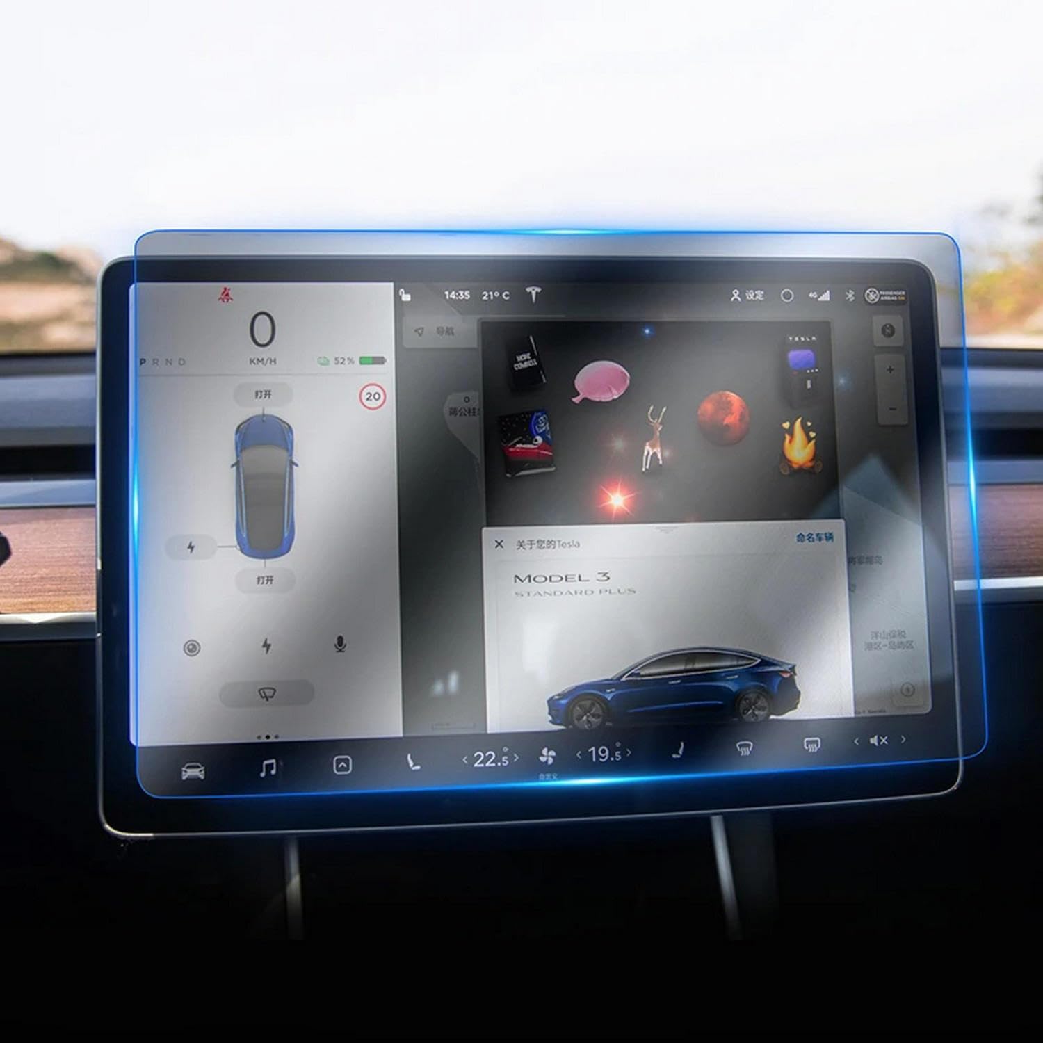 Ecran radio film TPU transparent anti-rayures pour console Tesla Model 3 protection GPS