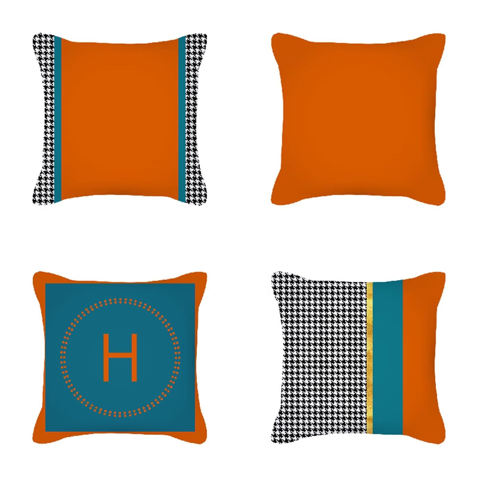 Juego de 4 Funda Cojin 60x60cm Fundas Cojines Sofa Naranja Doble Cara Suave Cojines Exterior Impermeable Nórdico Cuadrado Funda de Almohada para Sofá Coche Cama Sillas Cojines Decorativos S-5769