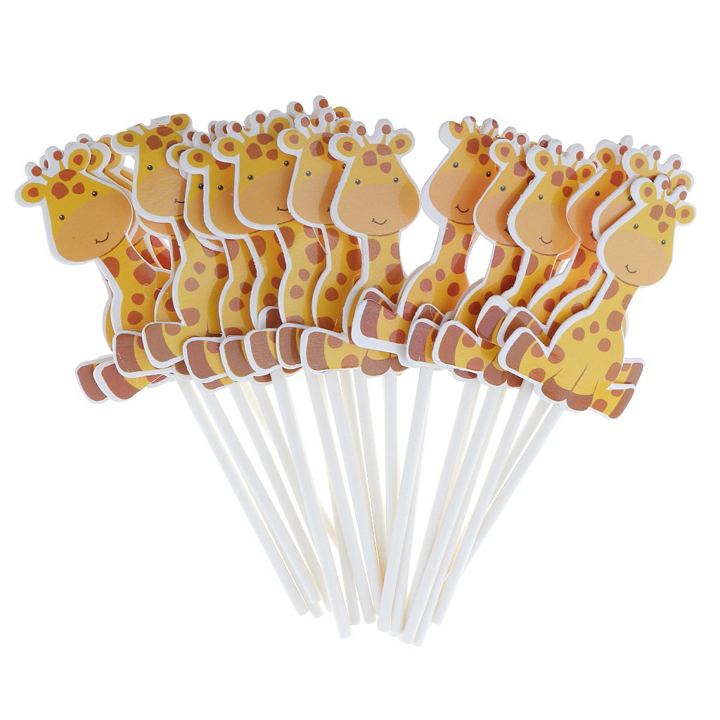 SM SunniMix24 x Giraffe Cake Picks Cupcake Toppers Cake Topper Muffin Decoration for Party and Birthday