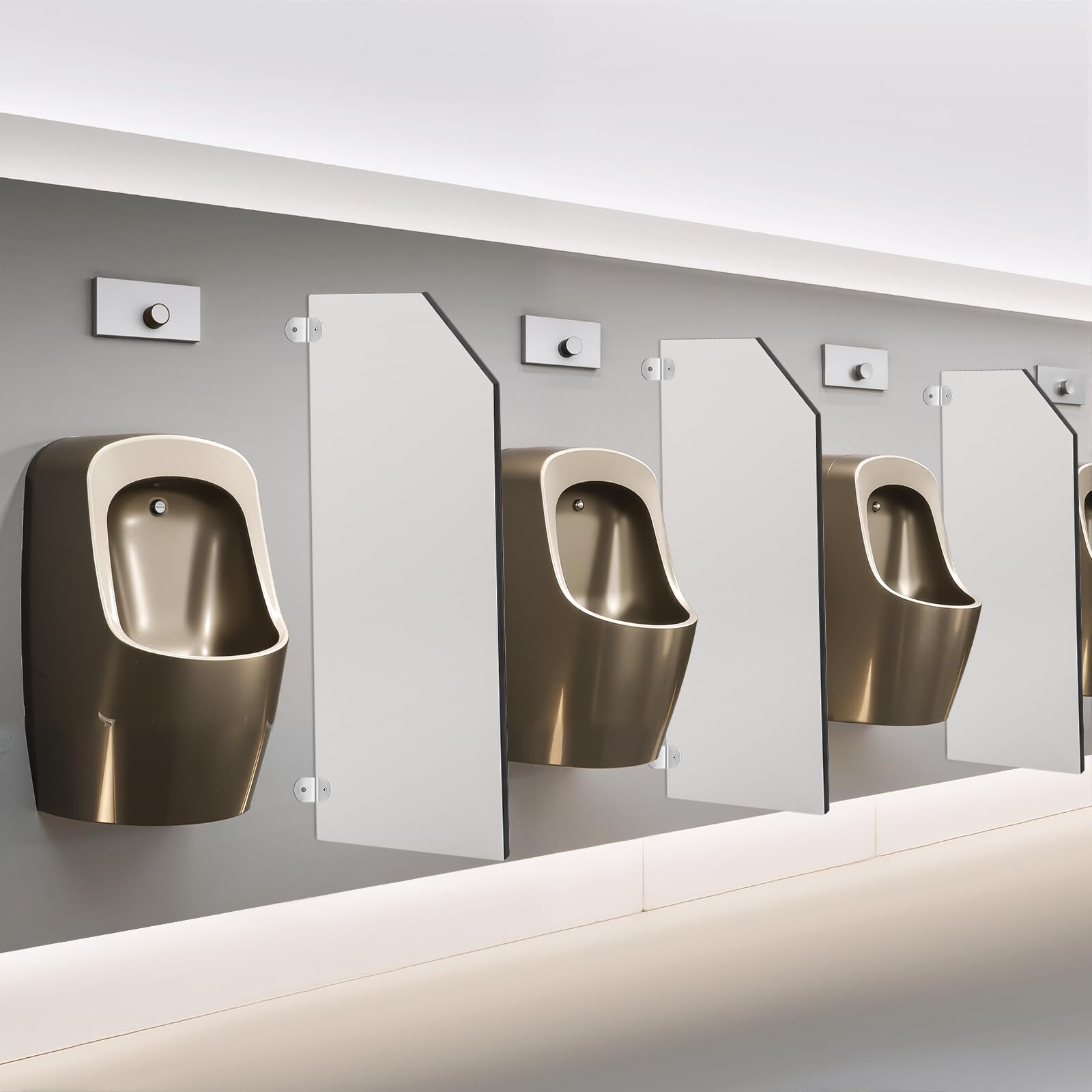 Paroi de séparation pour urinoir - 40 x 90 cm - Angle oblique - Pare-vue - Pare-vue pour toilettes publiques - Laminés compacts haute densité - Gris clair