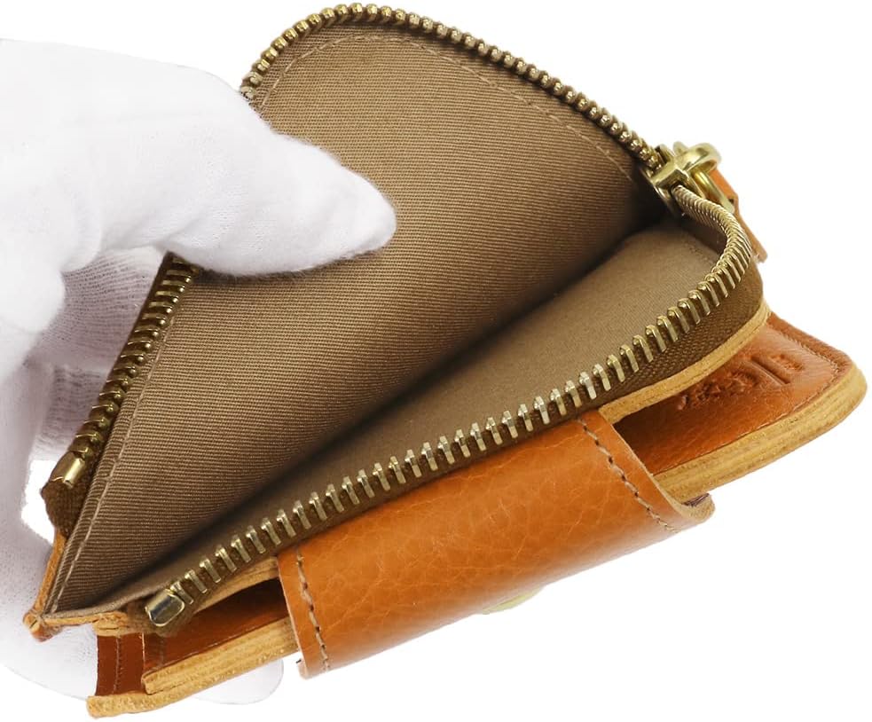 イルビゾンテ 美品 2つ折り財布 コンパクト オレンジ シボ加工 男女