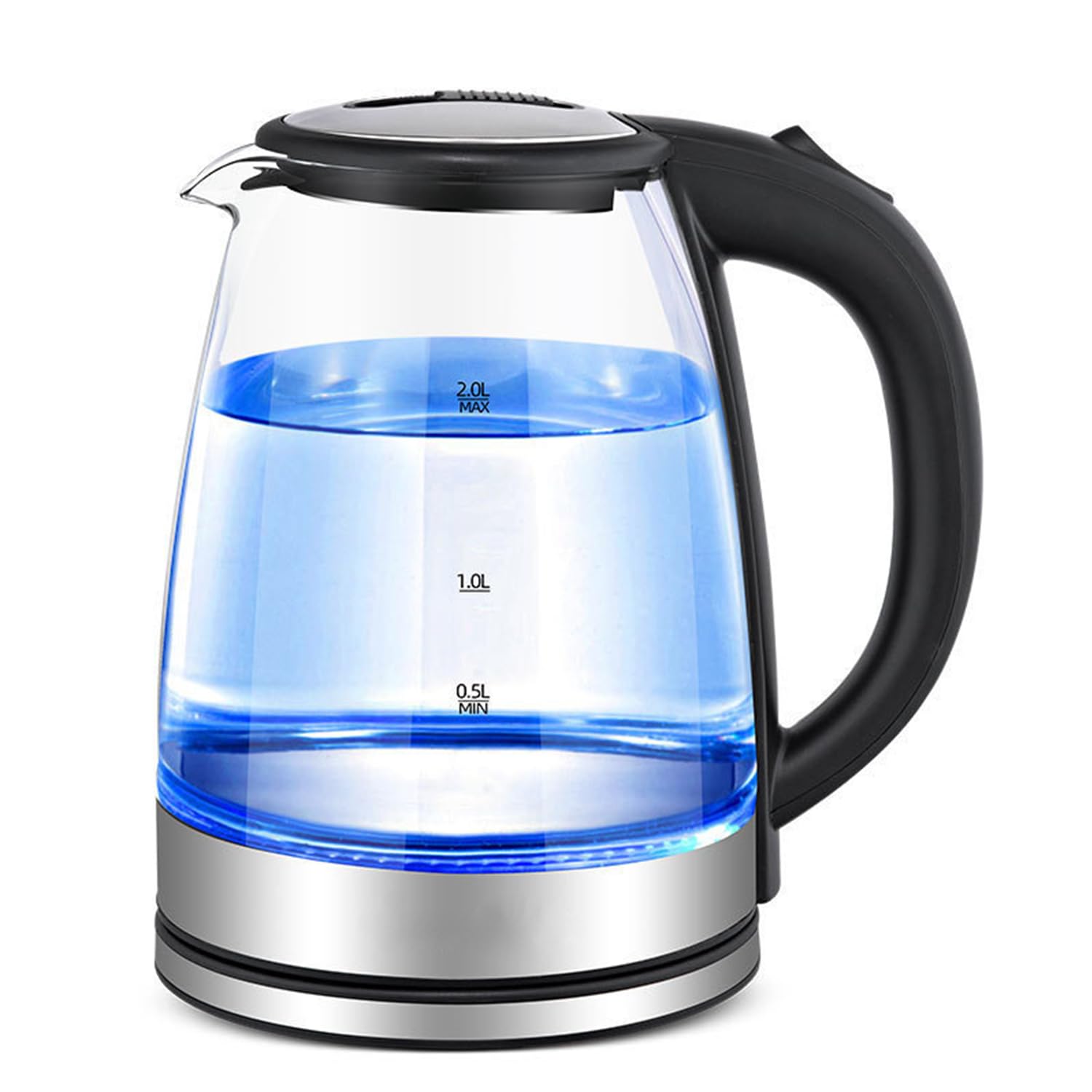 Tazweeq Electric Kettle, Glass Hot Water Kettle, 2.0L Water Warmer, BPA-Free Stainless Steel Lid & Bottom, Tea Kettle with Fast Heating, Auto Shut-Off & Boil Dry Protection