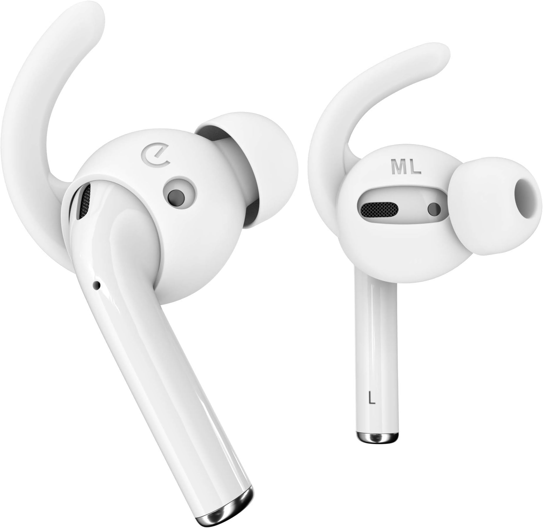 Keybudz EarBuddyz Ultra Ear Hooks and Covers Compatible with Apple AirPods 1and 2 or EarPods Featuring Bass Enhancement Technology (White)