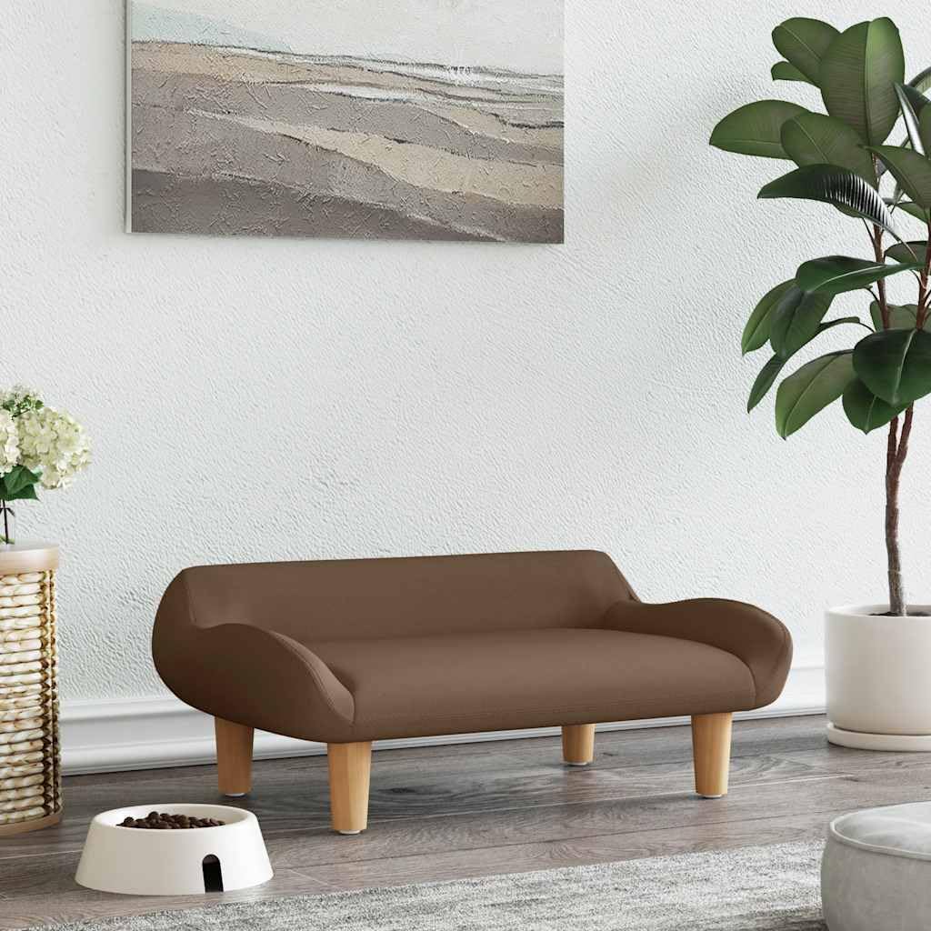 Cuccia per cani marrone, 70 x 40 x 24 cm, in tessuto con imbottitura in schiuma, robusta struttura in legno di pino, antiscivolo, morbido divano per cani di piccola taglia, comodo posto per