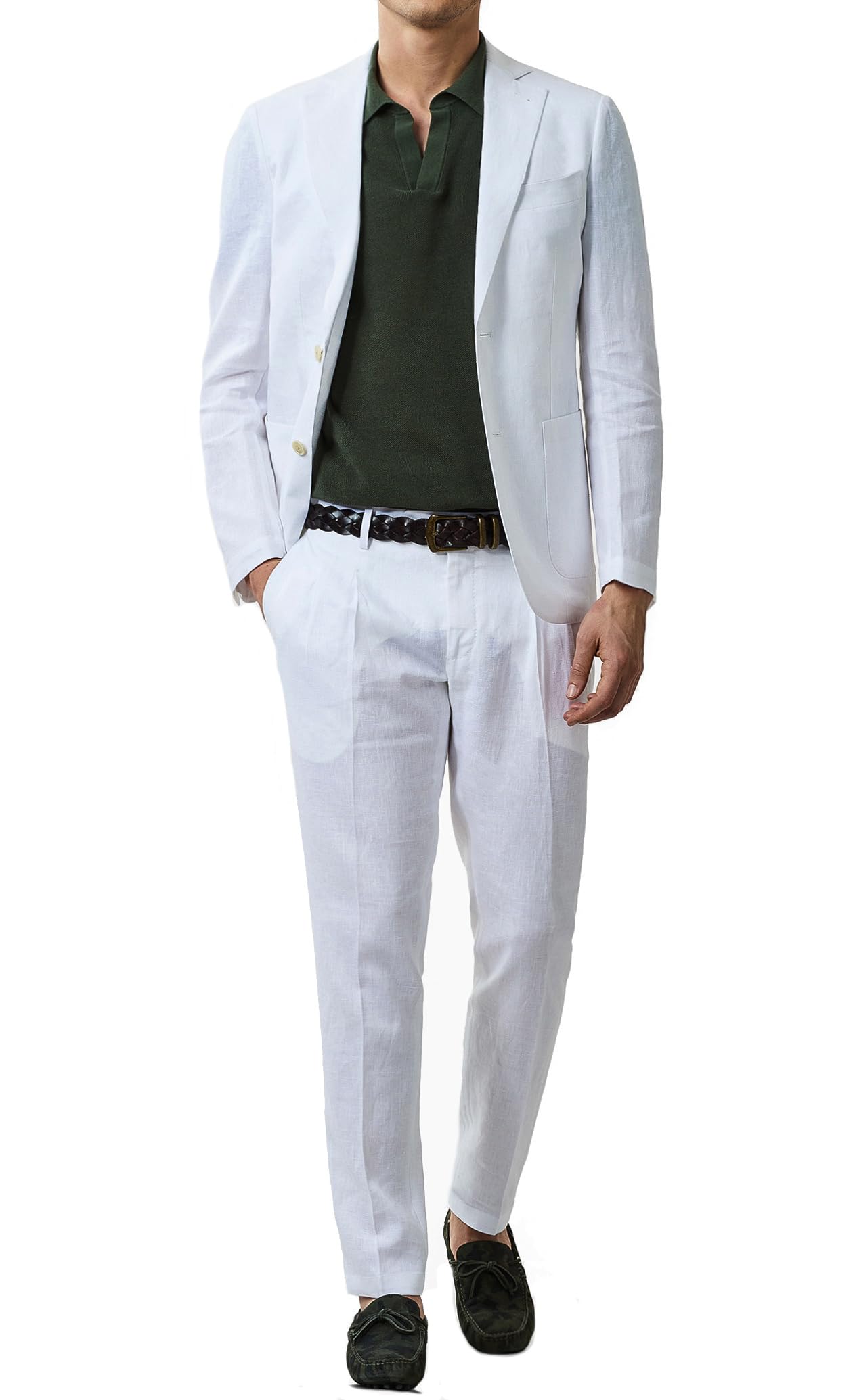 Abito Completo Uomo in Lino Sartoriale Vestito Elegante Cerimonia