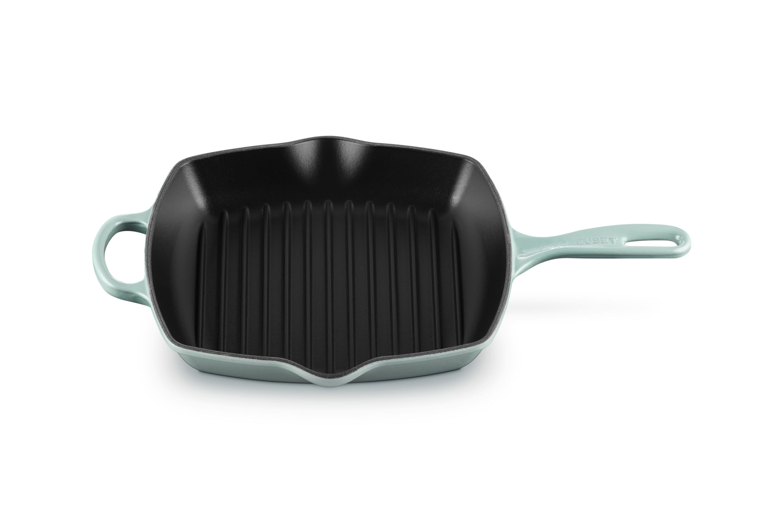 LE CREUSET Signature Gusseisen-Grillpfanne, Quadratisch, 26 cm, Für alle Herdarten inkl. Induktion geeignet, 2,86 kg, Sea Salt