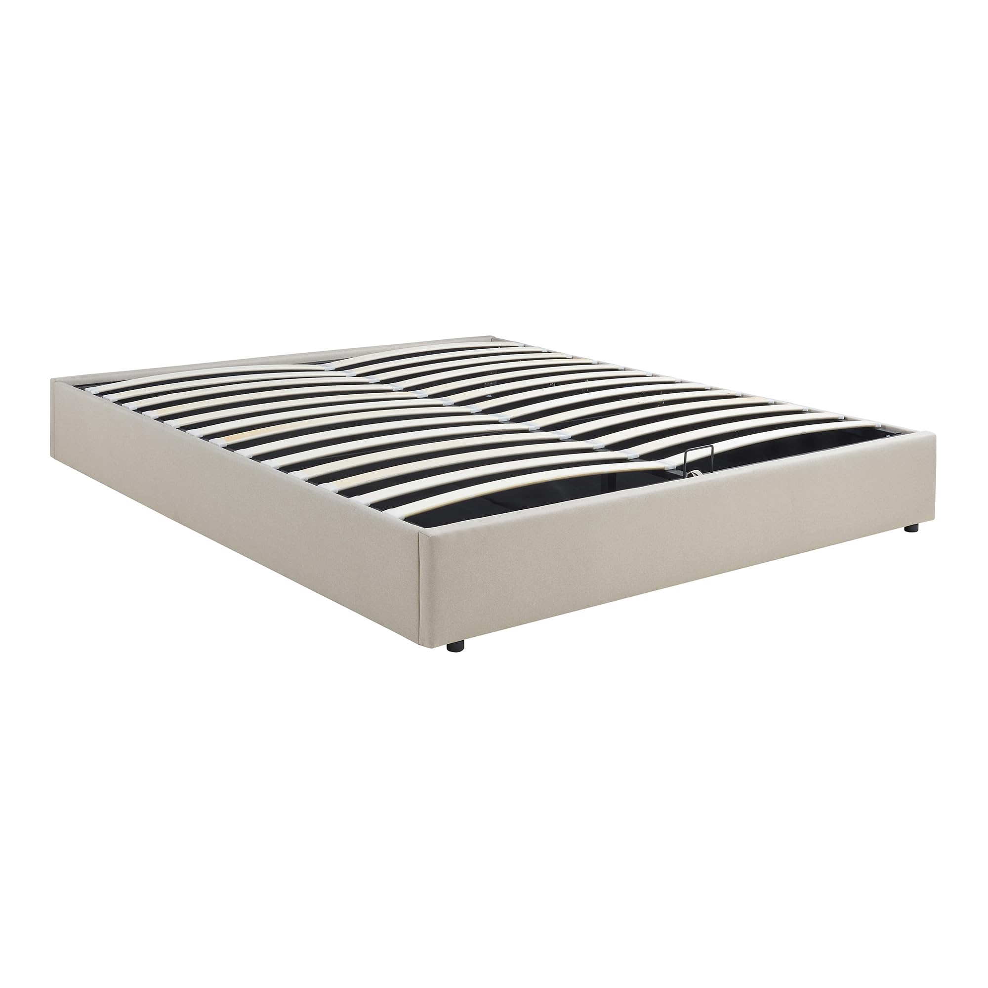 [en.casa] Struttura Letto Matrimoniale King Size 180x200 cm con Zona di Riposo Ribaltabile Contenitore Letto Doppio a 2 Piazze Rivestito in Tessuto Effetto Lino - Beige