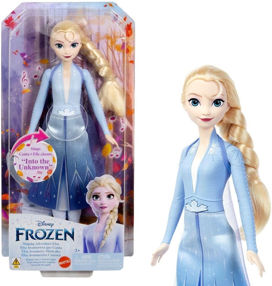Mattel Disney Frozen Elsa, Singing Fashion Doll, Singing Adventure in Characteristic Clothes, Sing Where No One Was Before" from Disney Movie Frozen II