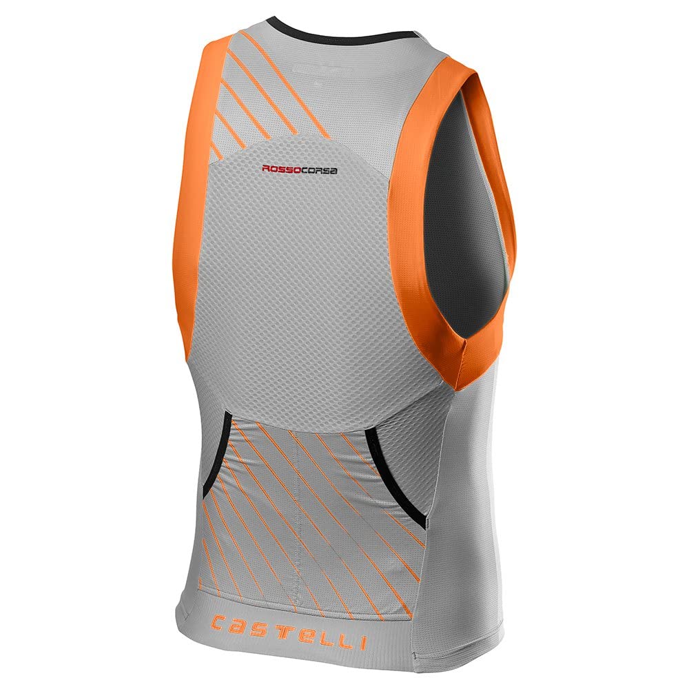 Castelli Men's Free Tri Top (Silver Gray/Brilliant Orange, Large)