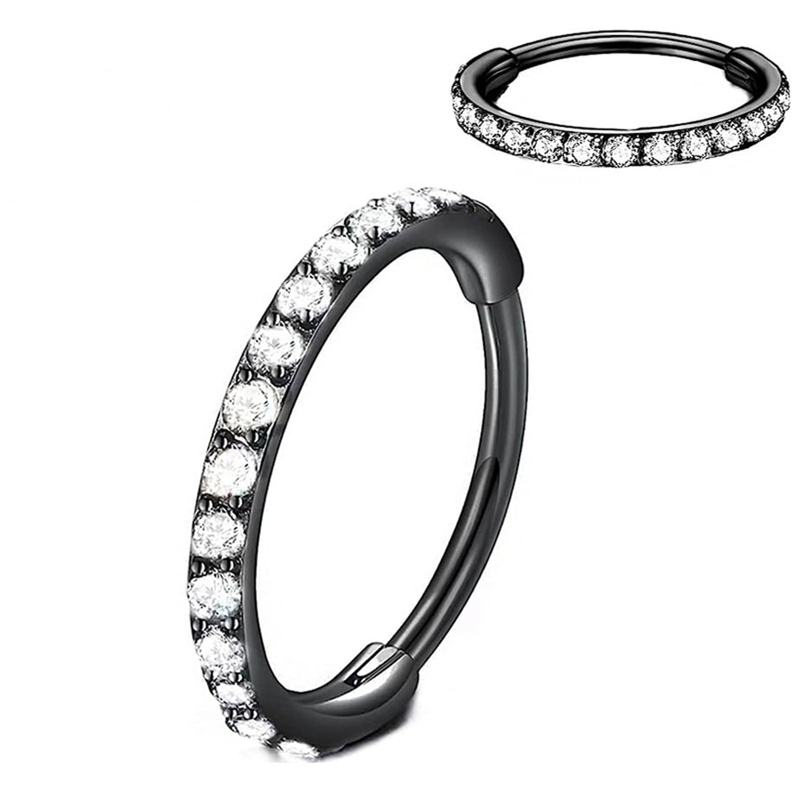 Artskin Grados 23 Titanio Bisagra nariz Anillos Piercing Cuerpo Anillos Helix cartílago Rook Pendientes 20G 18G 16G Diámetro 6 mm-10 mm Negro/Plata/Oro/Oro Rosa — view 8