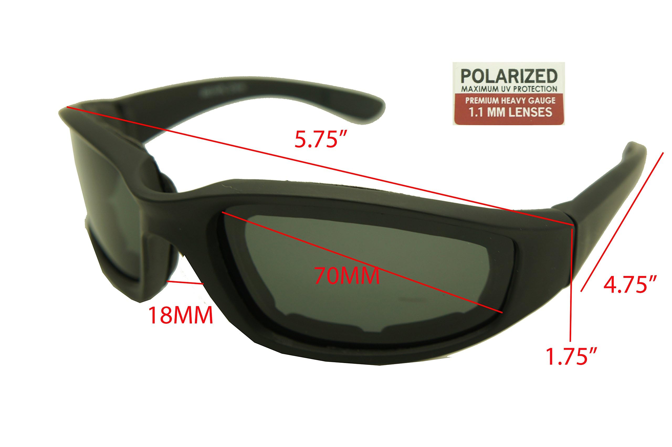 ColorViper Premium Heavy Gauge Goggles Sunglasses (matte black/polarized 1.1mm lens, one size)