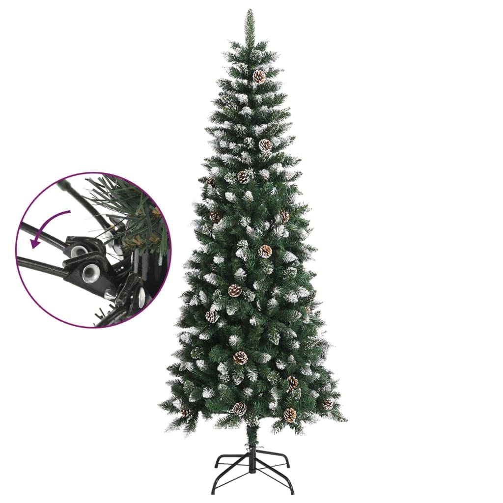 Albero di Natale artificiale in PVC, verde, 210 cm, con supporto in acciaio