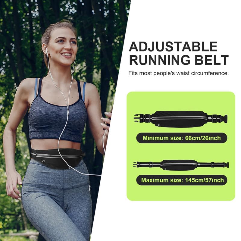 Running Belt, Ultra Slim Money Belt Running Bag, Lightweight Fanny Pack Multi-pocket Bumbags, Waterproof Belt Bag with Headphone Hole, Adjustable Pouch for Workouts, Cycling, Walking & Travel - Unisex - Image 3