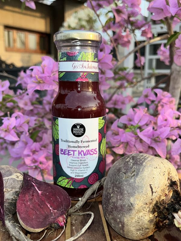 Probiotic Beet Kvass Drink | Natural Beverage Blend with Beetroot Extract for Gut Health (Pack of 2,200ml Each)