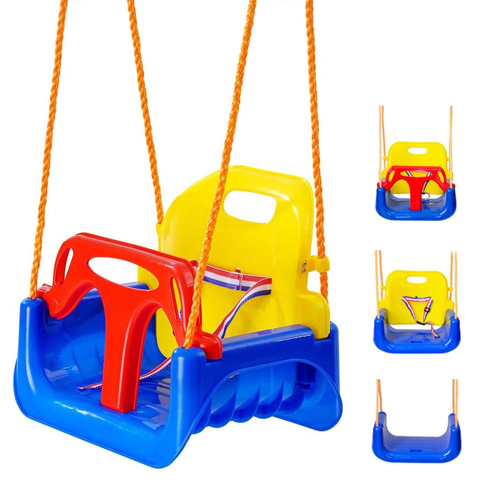 Blendra 3-in-1 Swing Seat with Adjustable Ropes Snap Hooks,Kids Garden For 6 months-6 years old and older,Baby swing seat Load capacity 200KG Indoor Outdoor