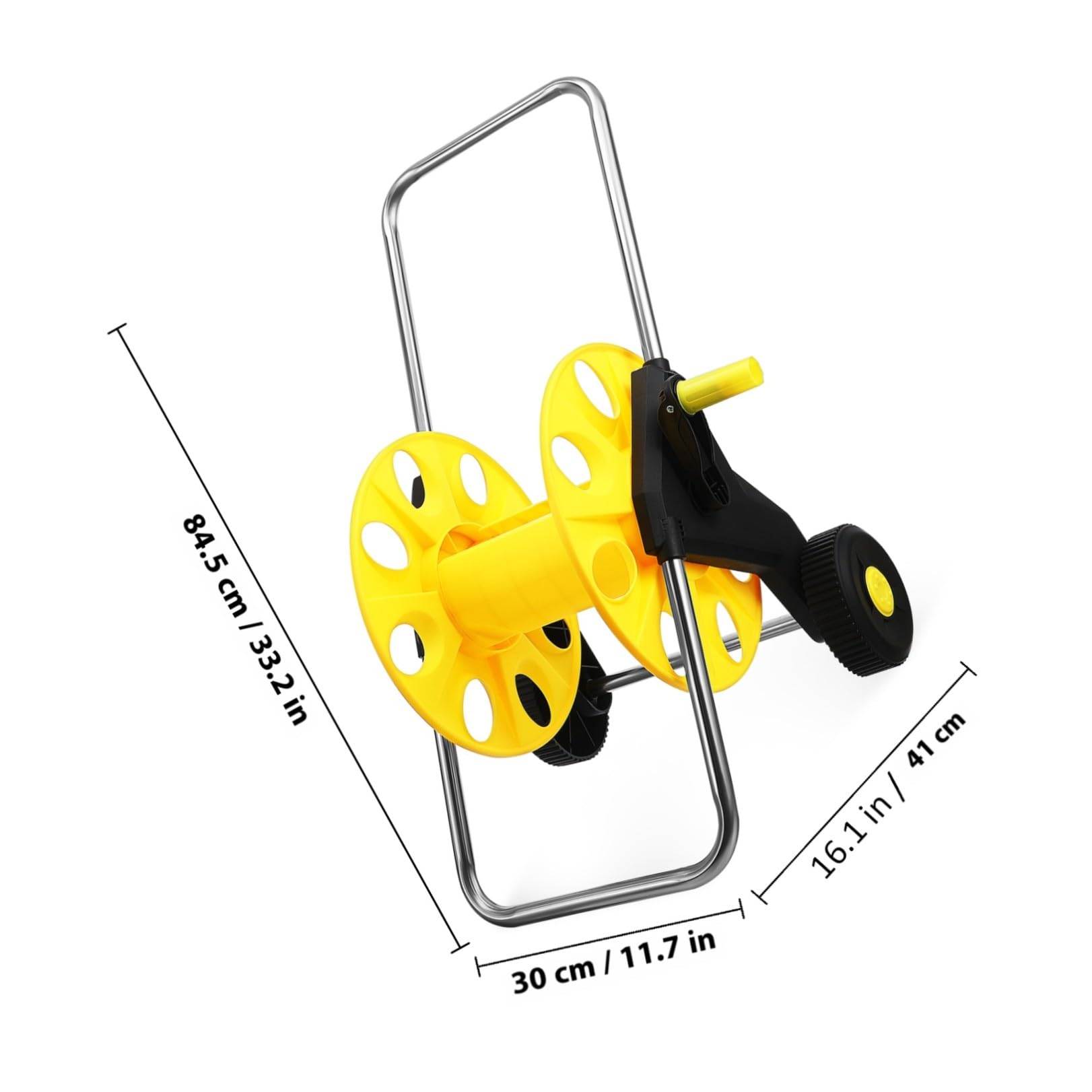 CALLARON Carrello Avvolgitubo da Giardino con Ruote, Design a Spinta Manuale in Pp Giallo, Previene Grovigli per Annaffiare Piante e Lavare Auto
